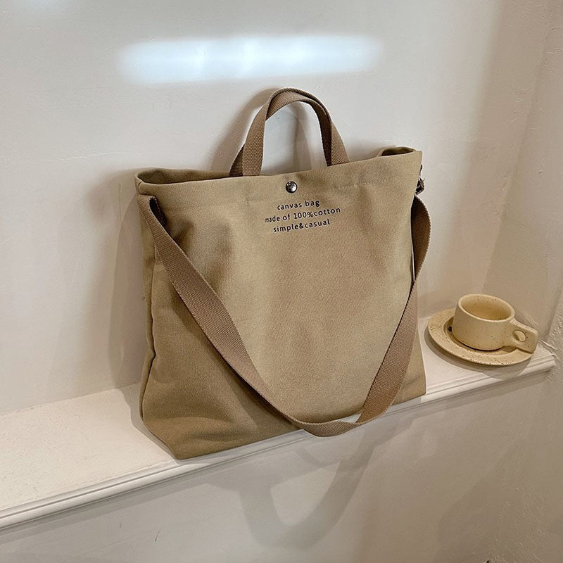Slouchy Canvas Tote Bag with Crossbody Strap