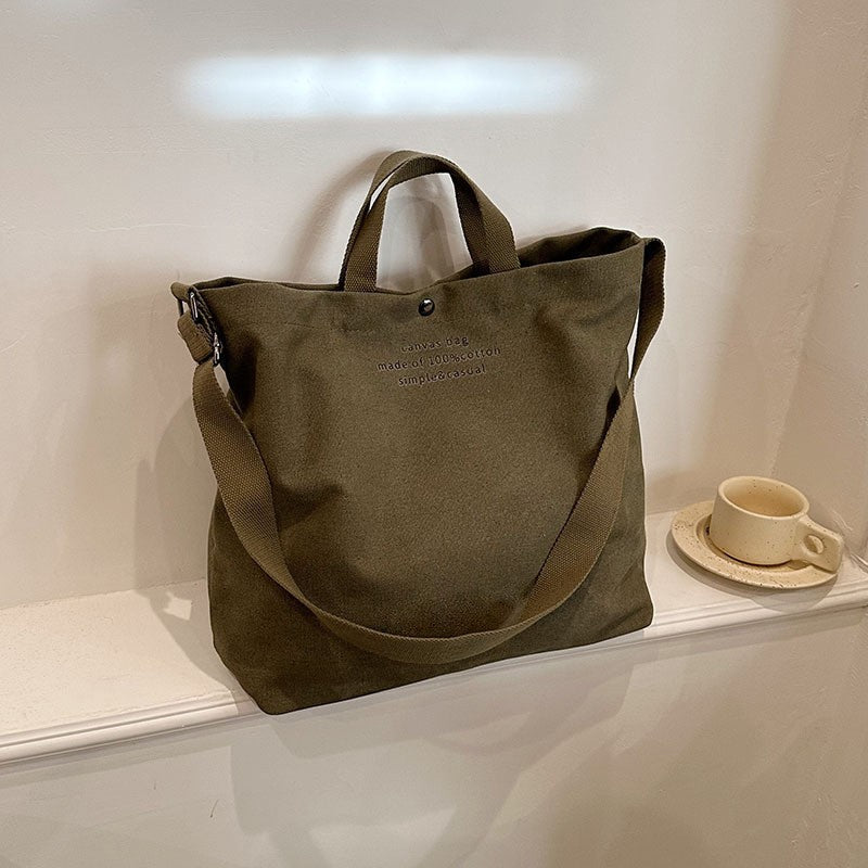 Slouchy Canvas Tote Bag with Crossbody Strap