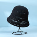 Open Knit Crochet Bucket Hat - Black