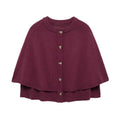 Button Front Knit Cape Cardigan - Red