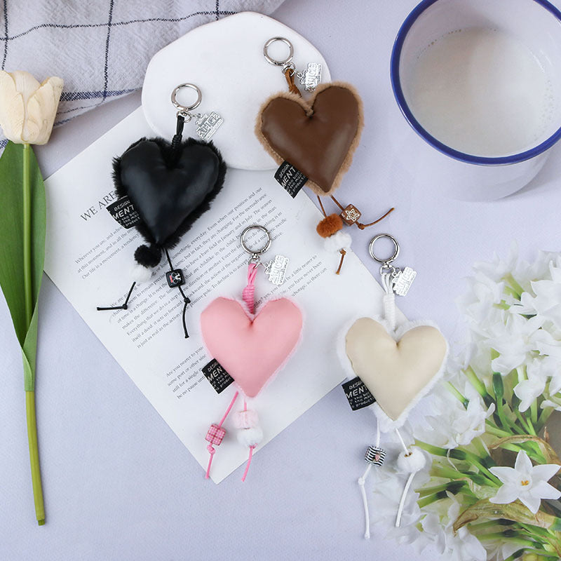 Puffy Heart Plush Bag Charm Keychain - view 1