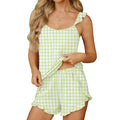 Frilled Cami Top And Shorts Lounge Set - Green
