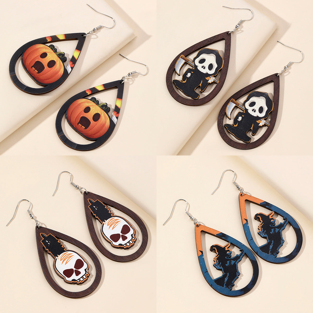 Halloween Teardrop Cutout Dangle Earrings - view 1