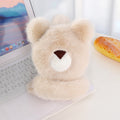 Bear Face Plush Foldable Earmuffs - Beige