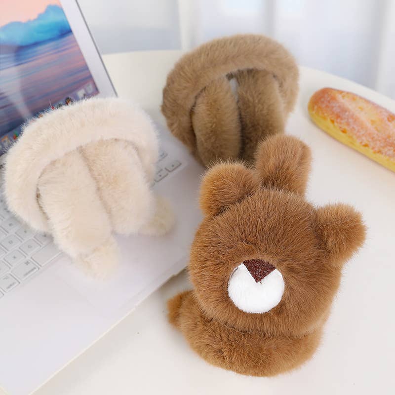 Bear Face Plush Foldable Earmuffs
