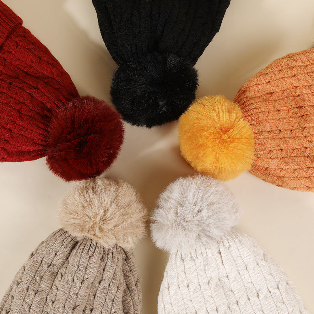 Double Layer Knit Pom Pom Hat - view 1