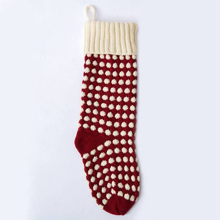 Polka Dot Knitted Holiday Stocking - Red