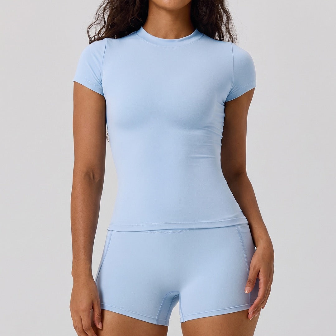 Slim Fit Crew Neck Short Sleeve Workout Tee