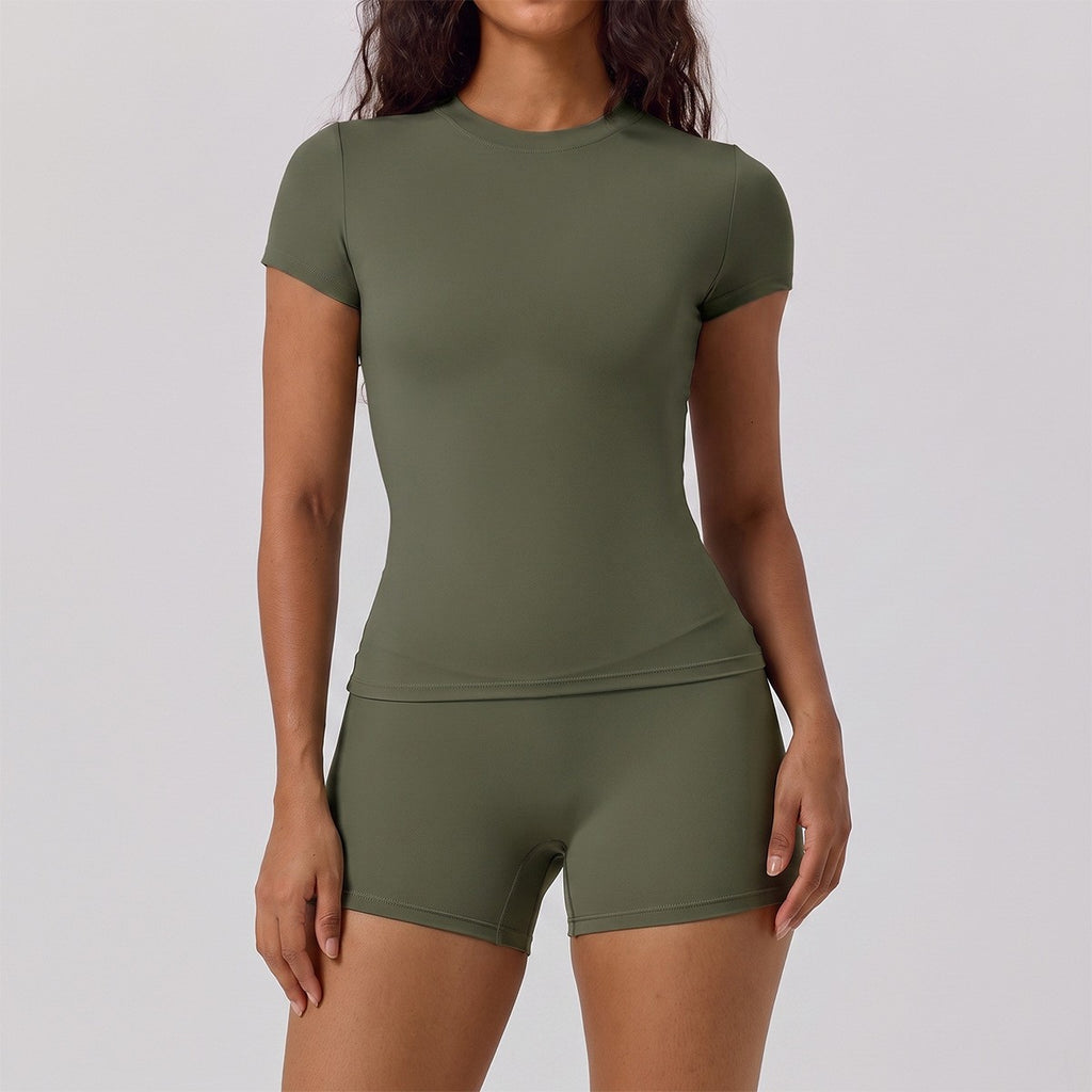 Slim Fit Crew Neck Short Sleeve Workout Tee