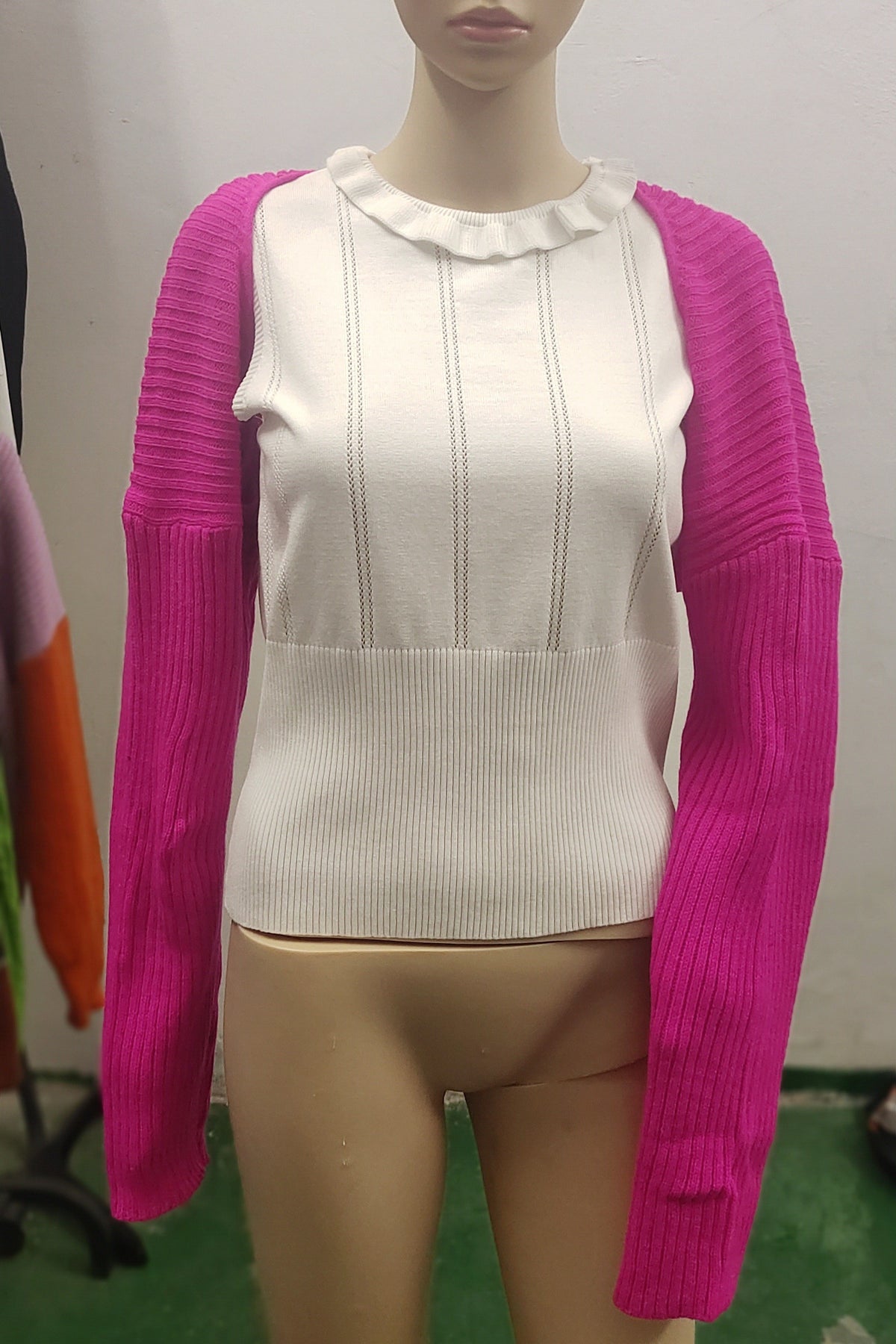 Cropped Rib Knit Bolero Shrug Cardigan - Fuchsia