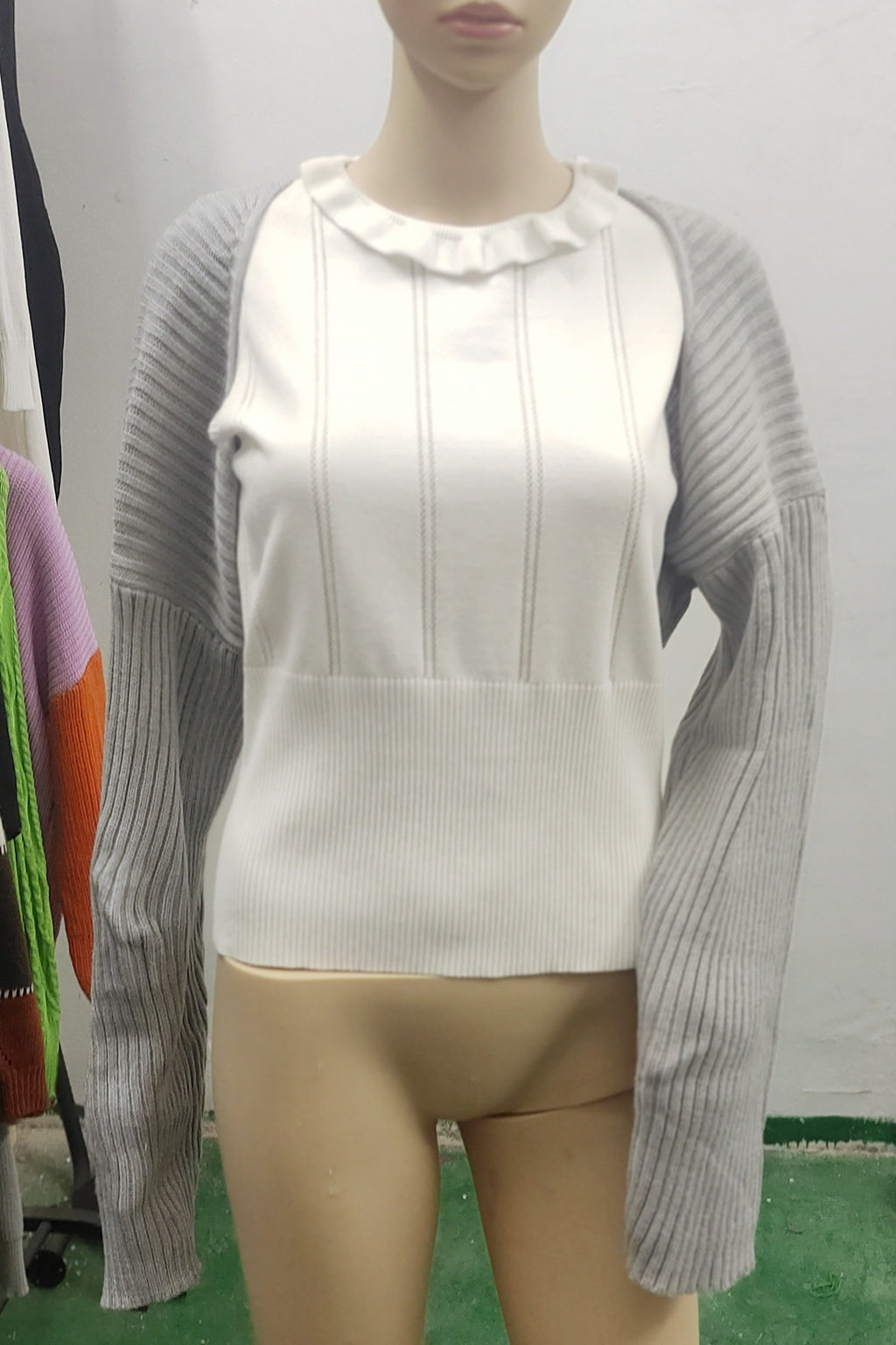 Cropped Rib Knit Bolero Shrug Cardigan - Gray