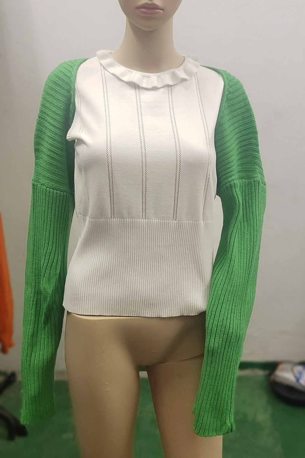 Cropped Rib Knit Bolero Shrug Cardigan - Green