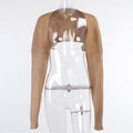 Cropped Rib Knit Bolero Shrug Cardigan - Khaki