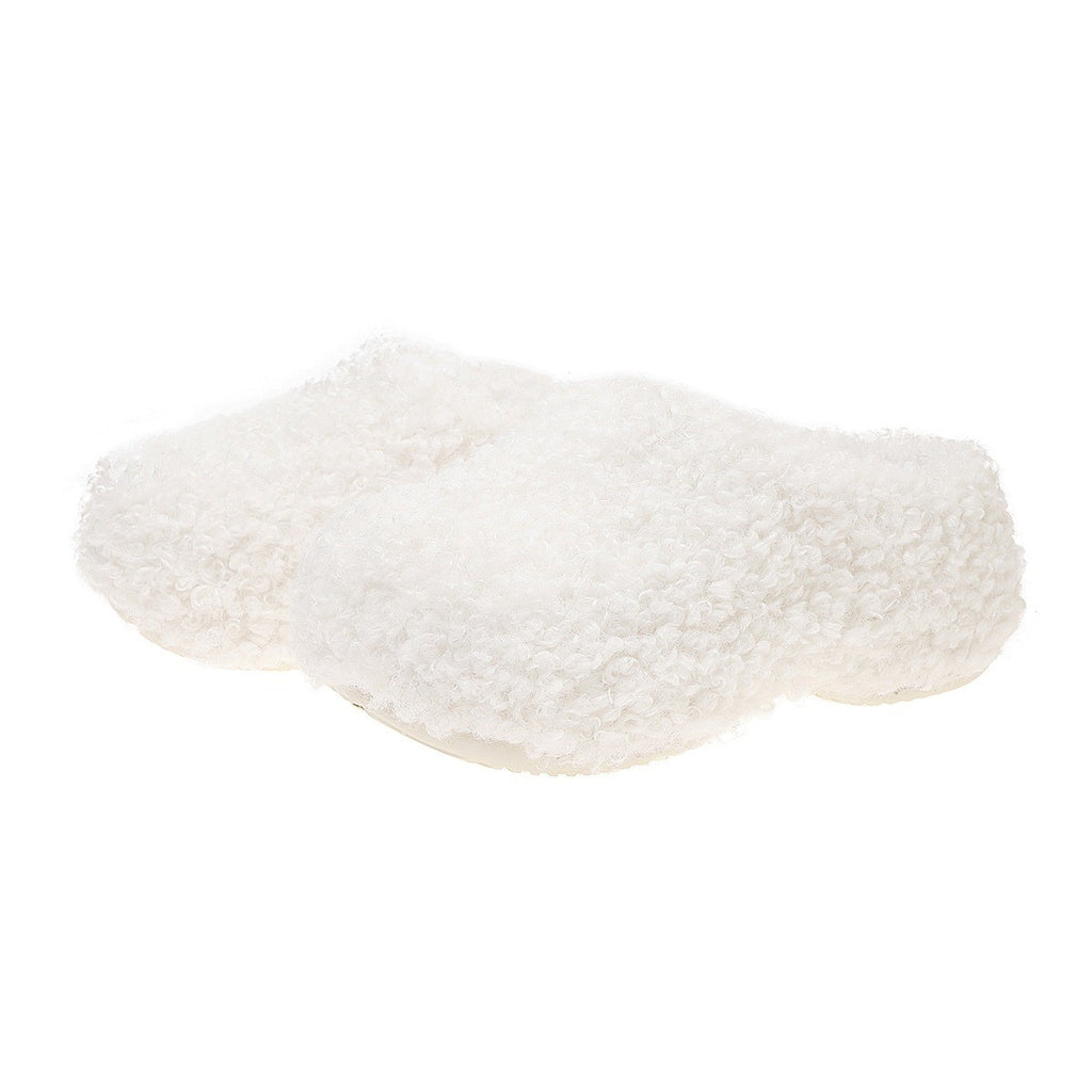 Fuzzy Teddy Platform Clog Slippers