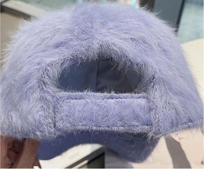 Shaggy Faux Fur Baseball Cap with Curved Brim - HazeBlue - 1