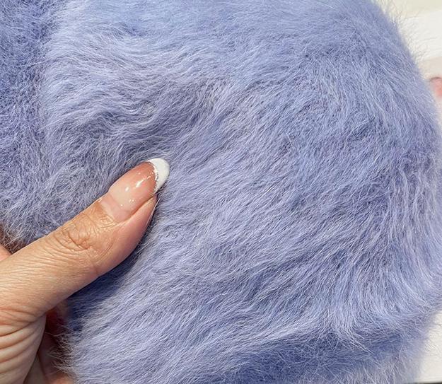 Shaggy Faux Fur Baseball Cap with Curved Brim - HazeBlue - 3