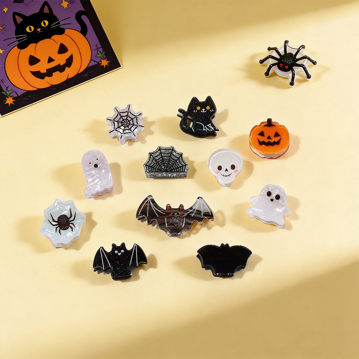 Mini Halloween Hair Claw Clips with Spooky Shapes - view 1