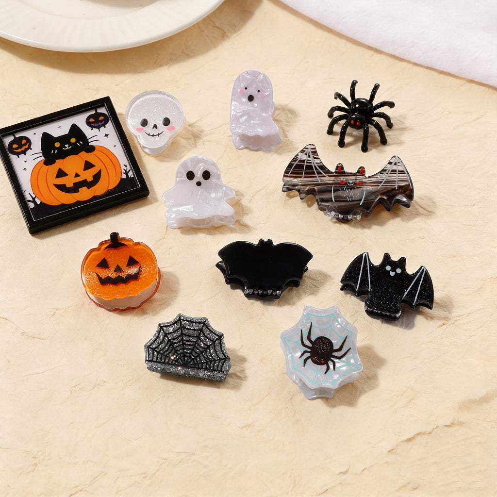Mini Halloween Hair Claw Clips with Spooky Shapes - view 2
