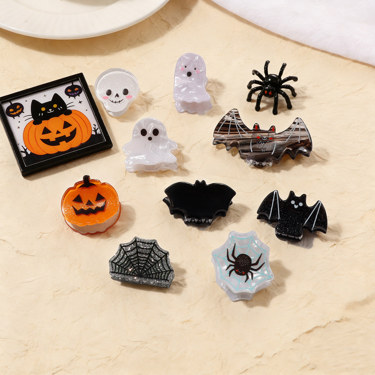 Mini Halloween Hair Claw Clips with Spooky Shapes - view 2