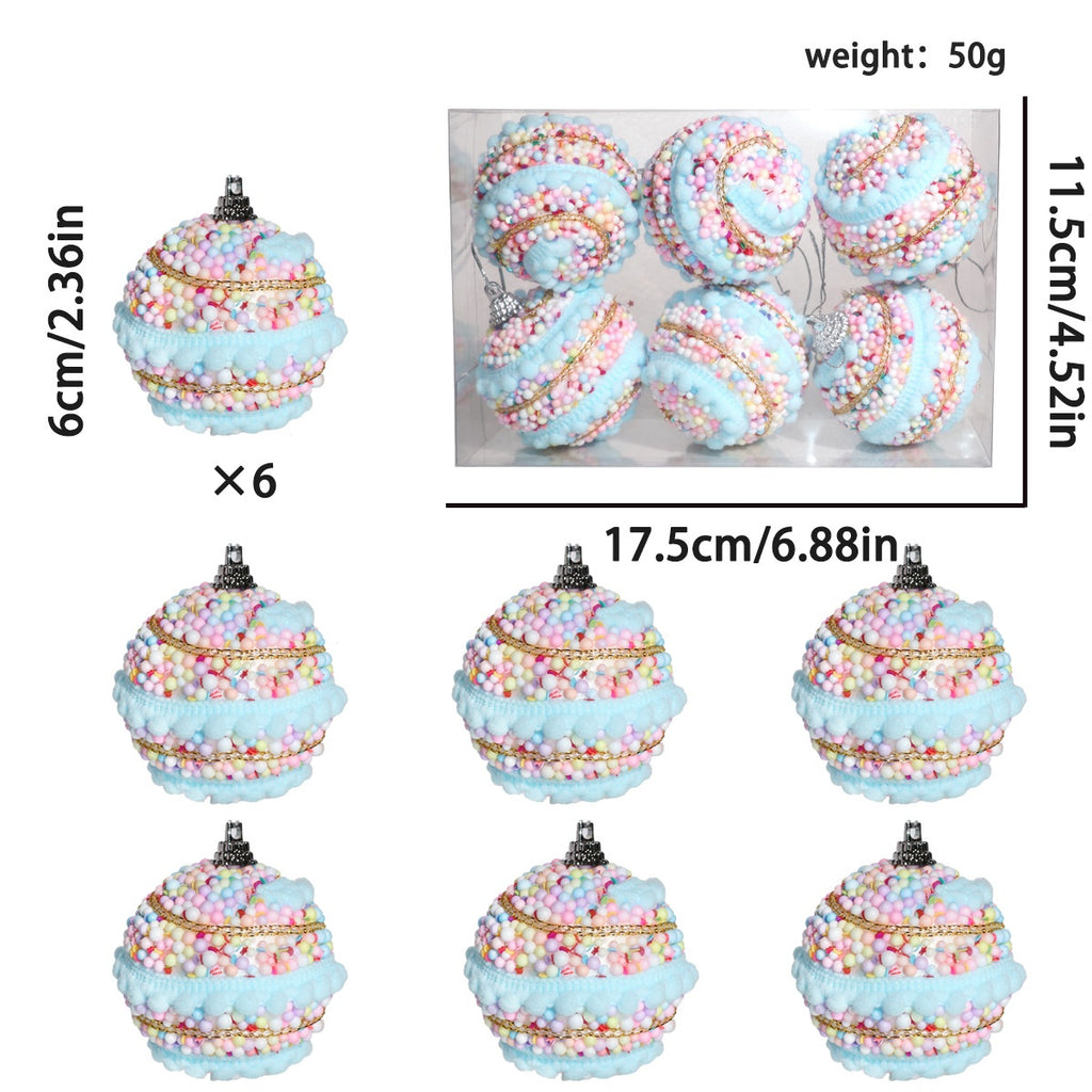 Candy Foam Bead Christmas Ball Ornaments Boxed Set - NO01