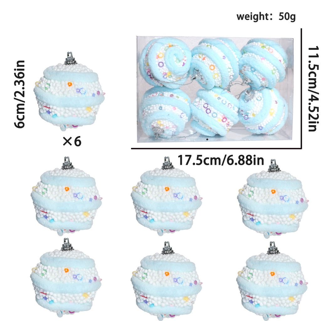 Candy Foam Bead Christmas Ball Ornaments Boxed Set - NO03