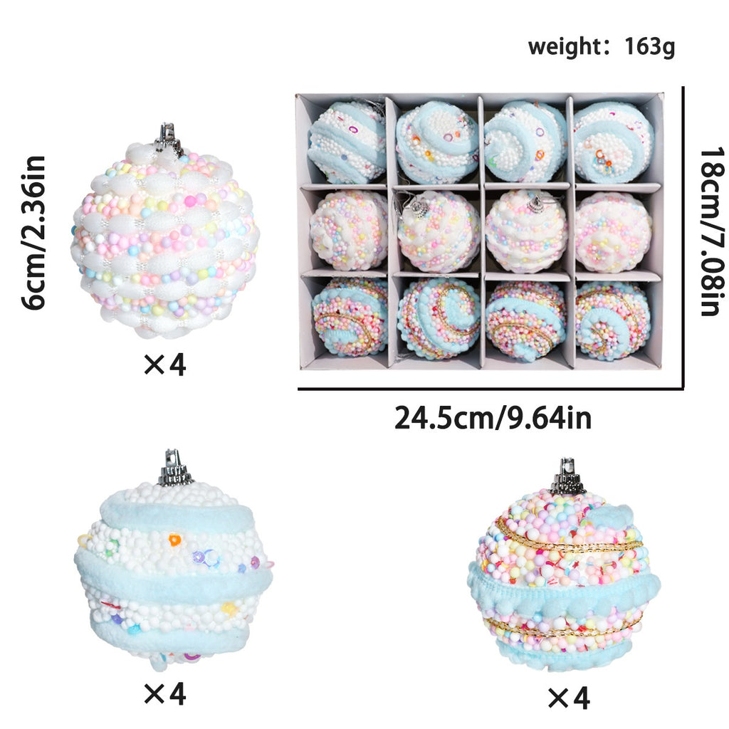 Candy Foam Bead Christmas Ball Ornaments Boxed Set - NO04