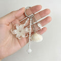 Seashell Blossom Bag Charm Keychain - White