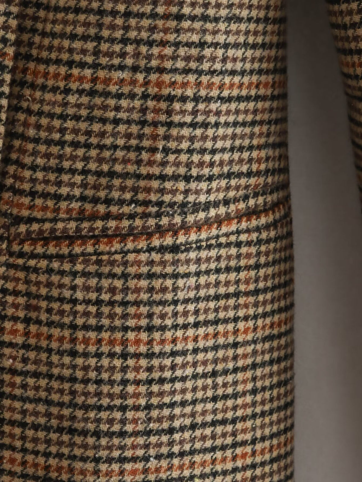 Houndstooth Double Breasted Longline Blazer - Brown - 5