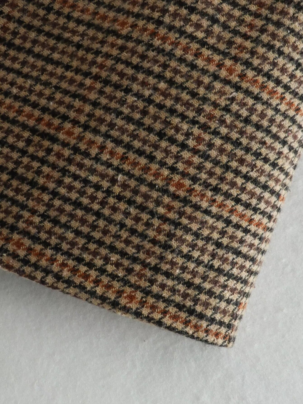 Houndstooth Double Breasted Longline Blazer - Brown - 6