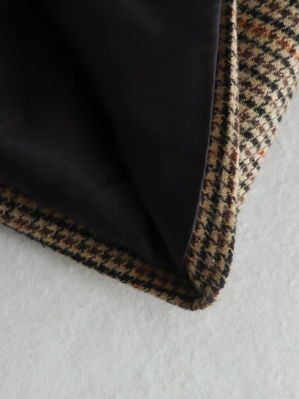 Houndstooth Double Breasted Longline Blazer - Brown - 7