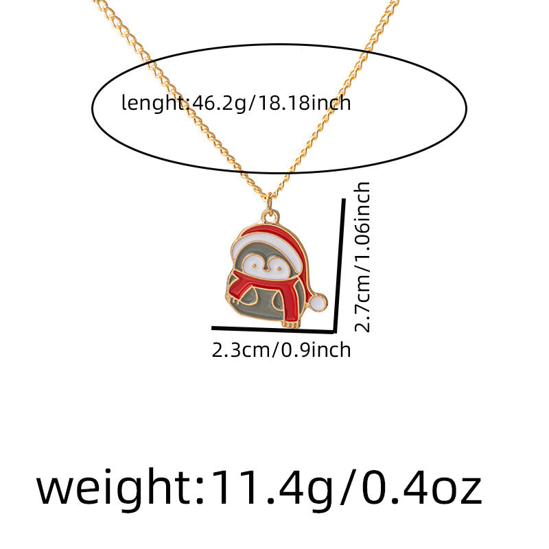 Enamel Holiday Charm Pendant Necklace - Penguin - 1