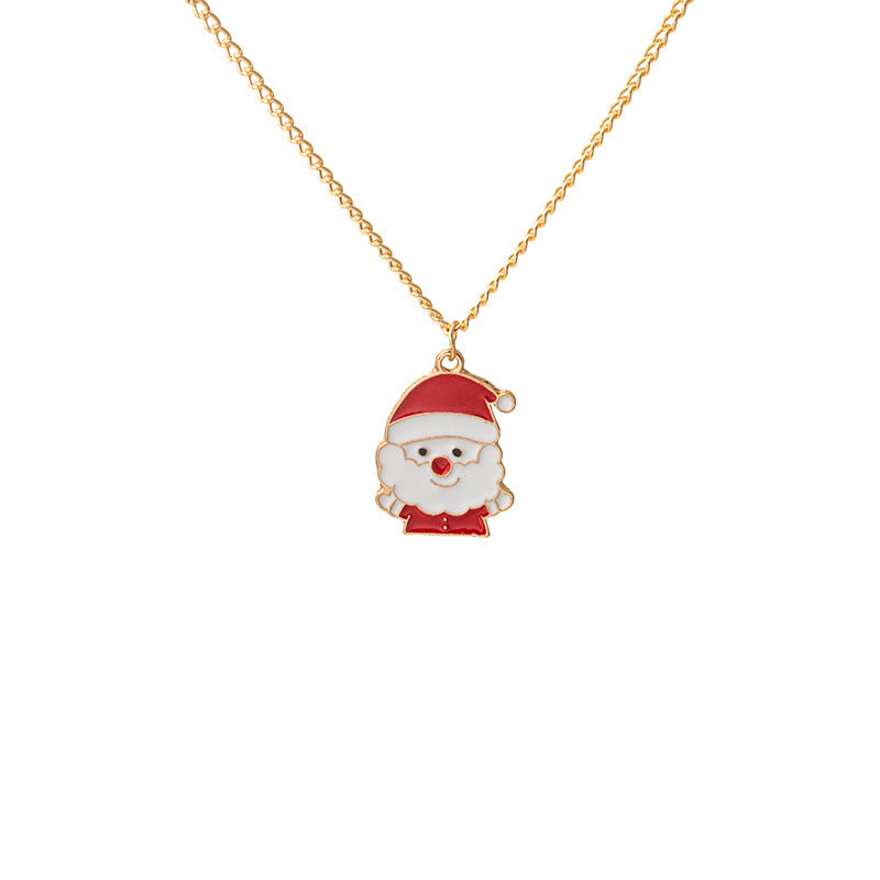 Enamel Holiday Charm Pendant Necklace - Santa
