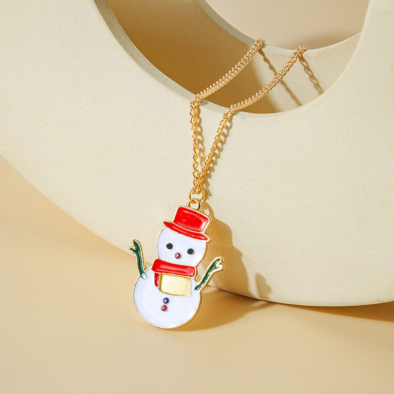 Enamel Holiday Charm Pendant Necklace - Snowman