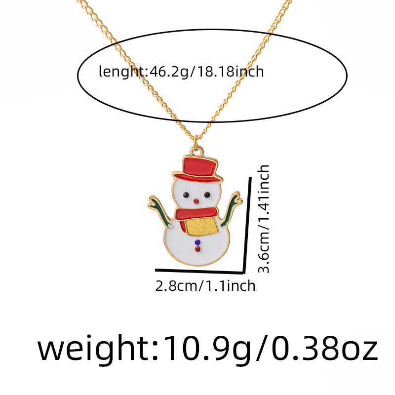 Enamel Holiday Charm Pendant Necklace - Snowman - 1