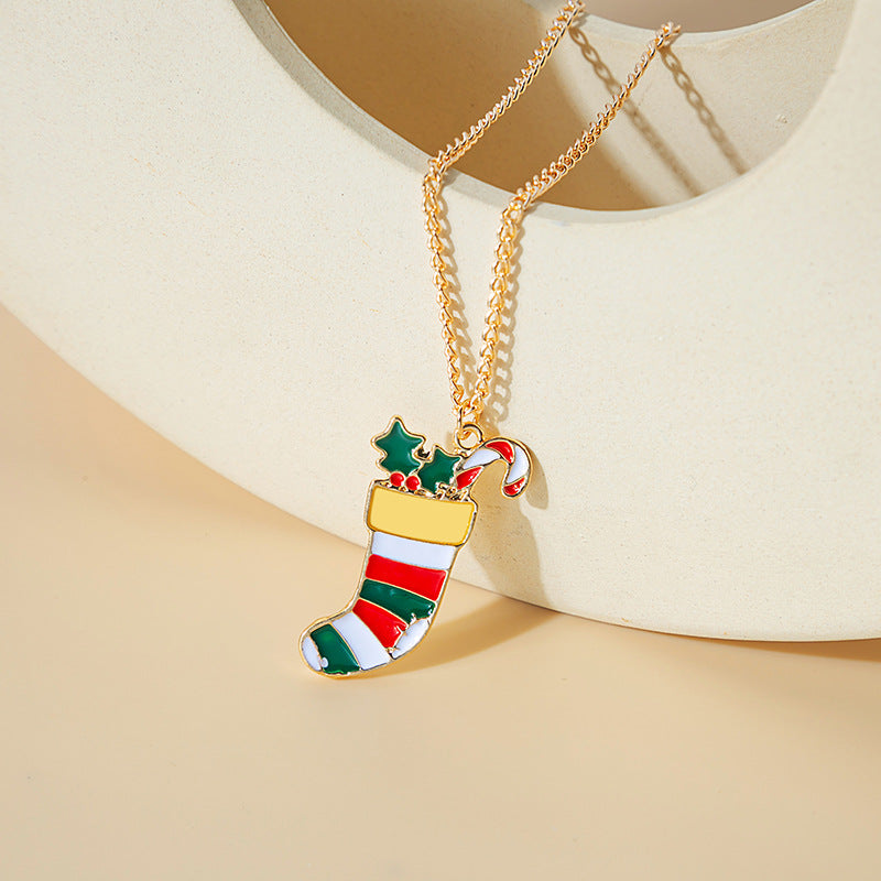 Enamel Holiday Charm Pendant Necklace - Socks