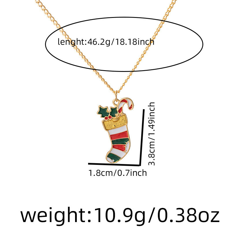 Enamel Holiday Charm Pendant Necklace - Socks - 1