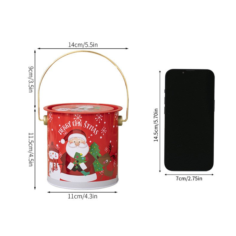 Christmas Treat Tin Pail with Lid and Wire Handle - view 2