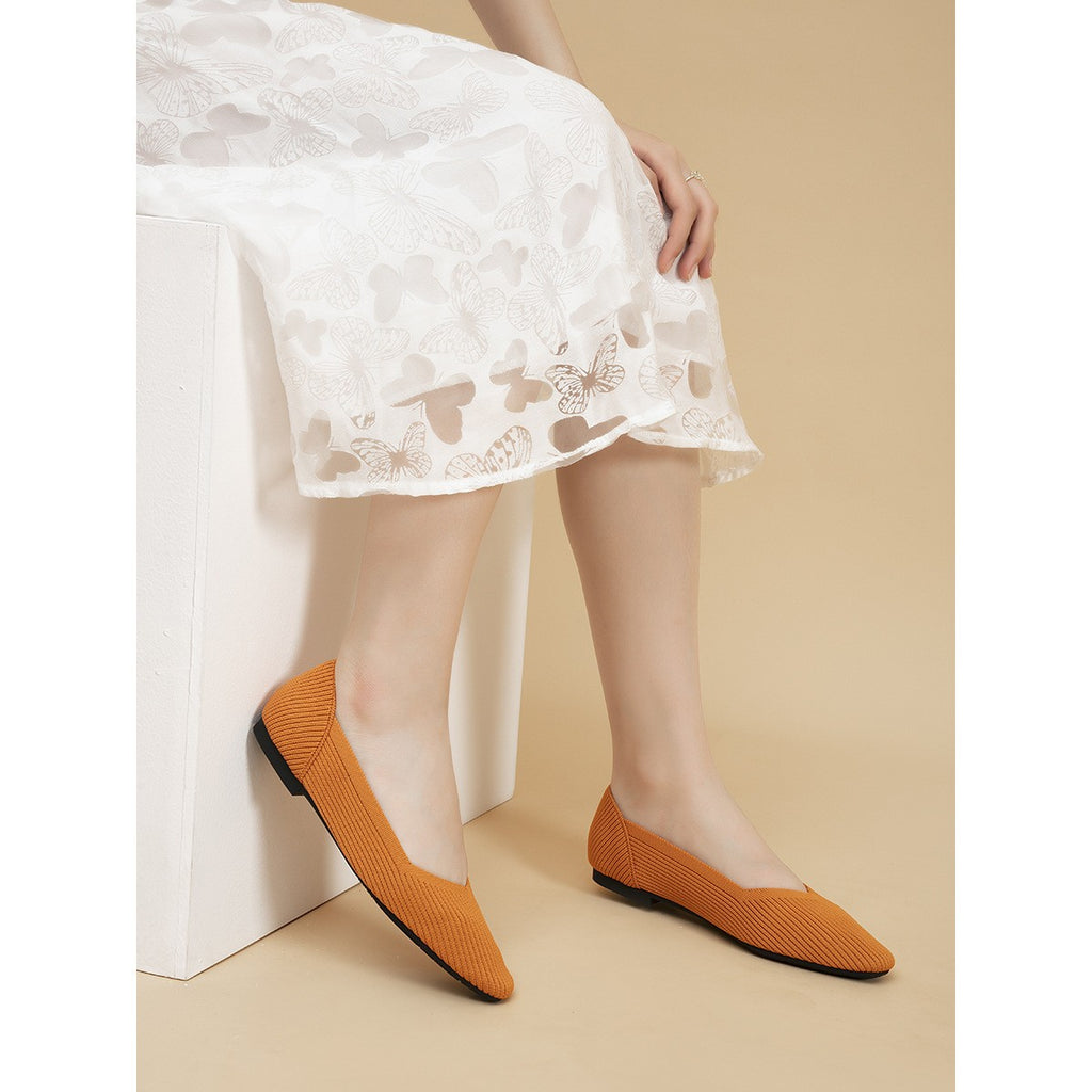 Soft Square Toe Knit Ballet Flats