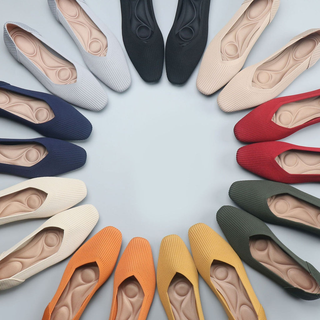 Soft Square Toe Knit Ballet Flats