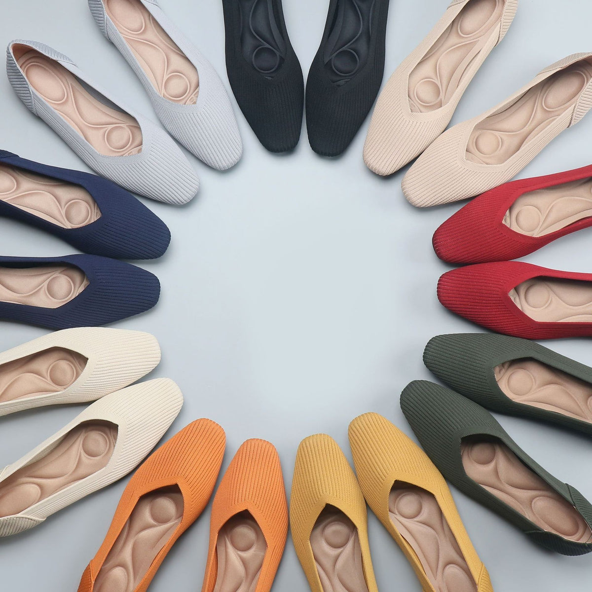 Soft Square Toe Knit Ballet Flats