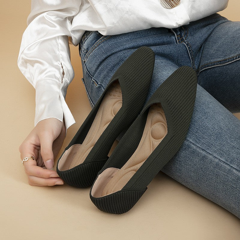 Soft Square Toe Knit Ballet Flats