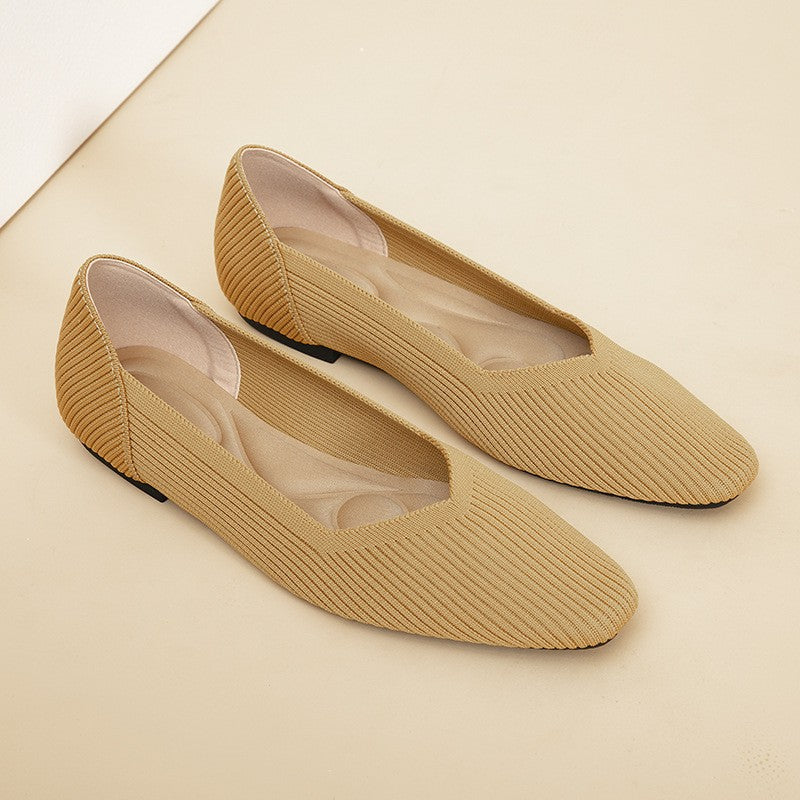 Soft Square Toe Knit Ballet Flats