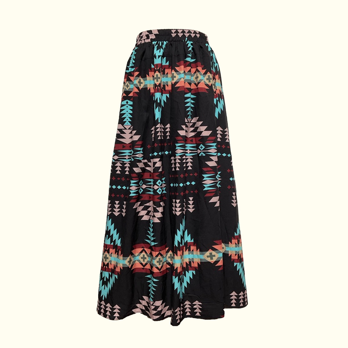 Aztec Print Tiered Maxi Skirt - black - 4