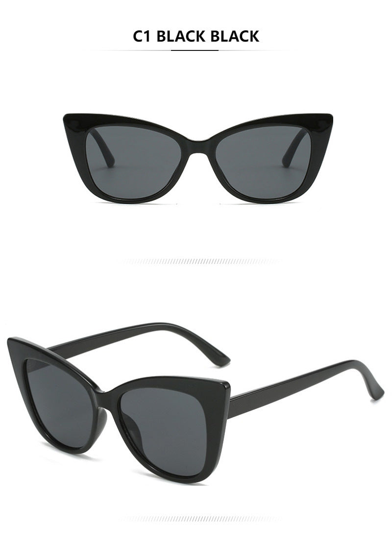 Colorblock Cat Eye Sunglasses - Black