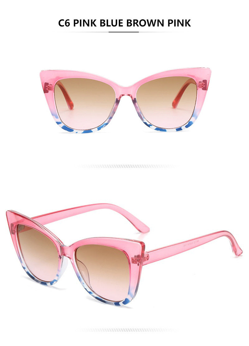 Colorblock Cat Eye Sunglasses - Peach