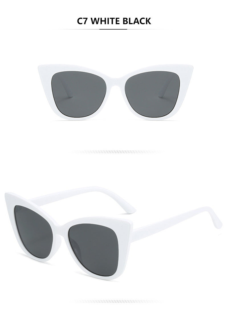 Colorblock Cat Eye Sunglasses - White