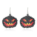Seed Bead Halloween Charm Dangle Earrings - Black