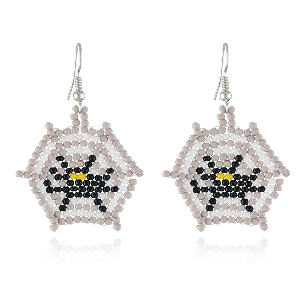 Seed Bead Halloween Charm Dangle Earrings - Cobwebs