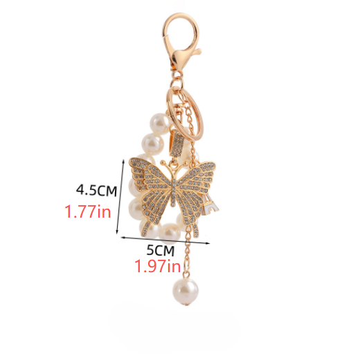 Butterfly Charm Beaded Wristlet Keychain - view 1