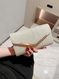 Pleated Envelope Clutch With Metal Trim - Gold
